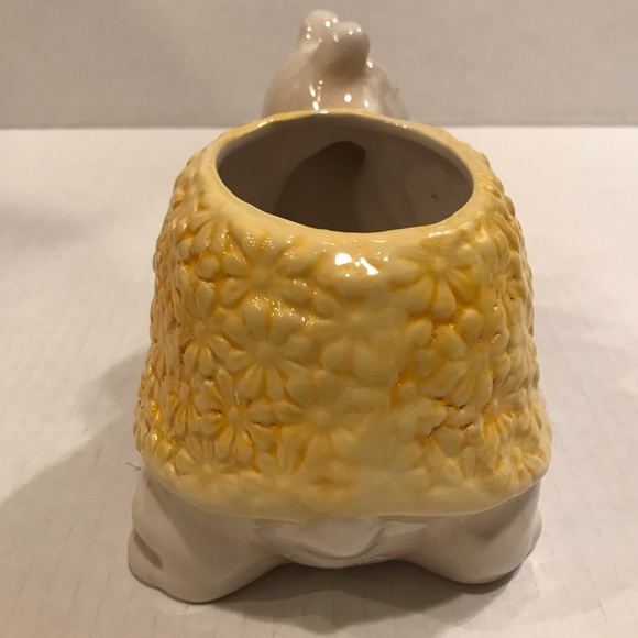 Ceramic Frog Planter White With Yellow Flowers On Shell 4.25”x 6.50” - Picture 4 of 7